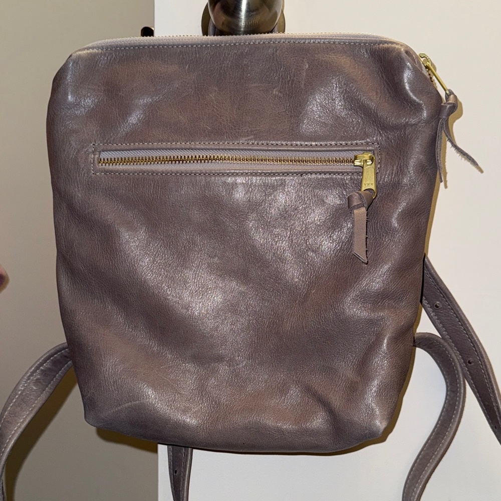 Leather Mini Backpack - Taupe Gray